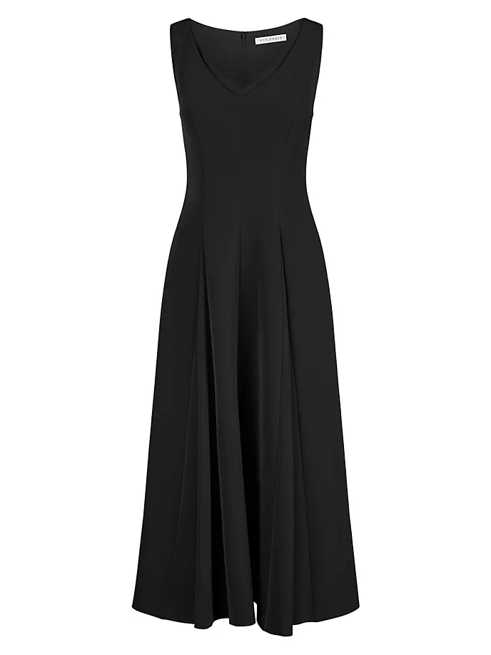 Плиссированное платье миди из крепа Wanda Kay Unger, черный