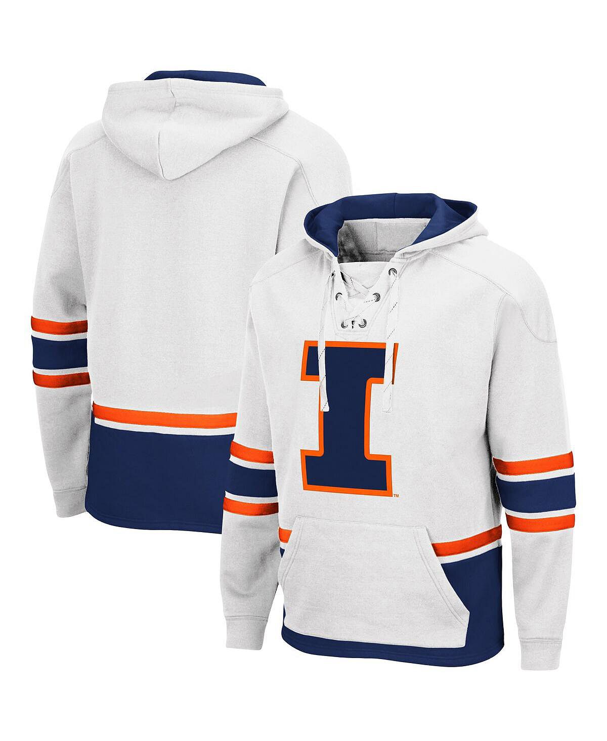 цена Мужской белый пуловер с капюшоном Illinois Fighting Illini на шнуровке 3.0 Colosseum