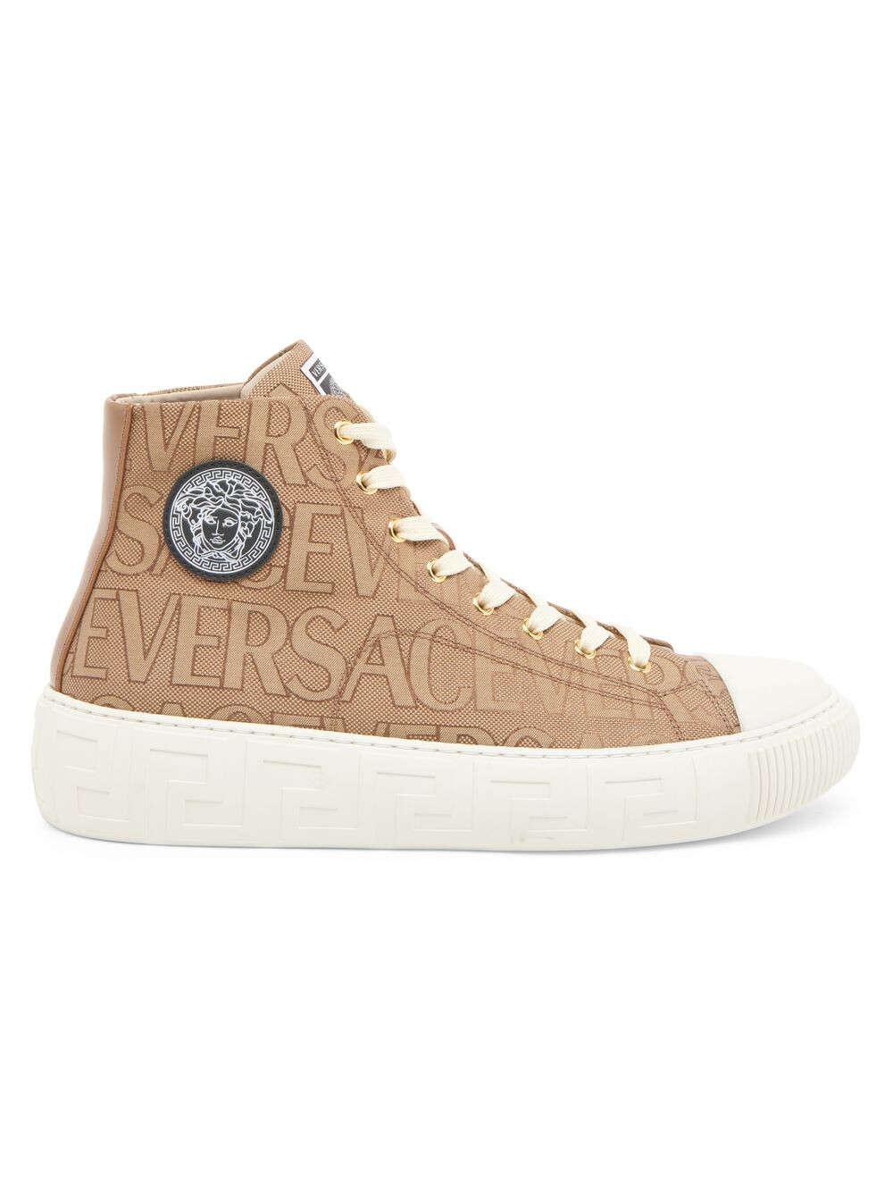 

Высокие кроссовки с логотипом Versace, бежевый