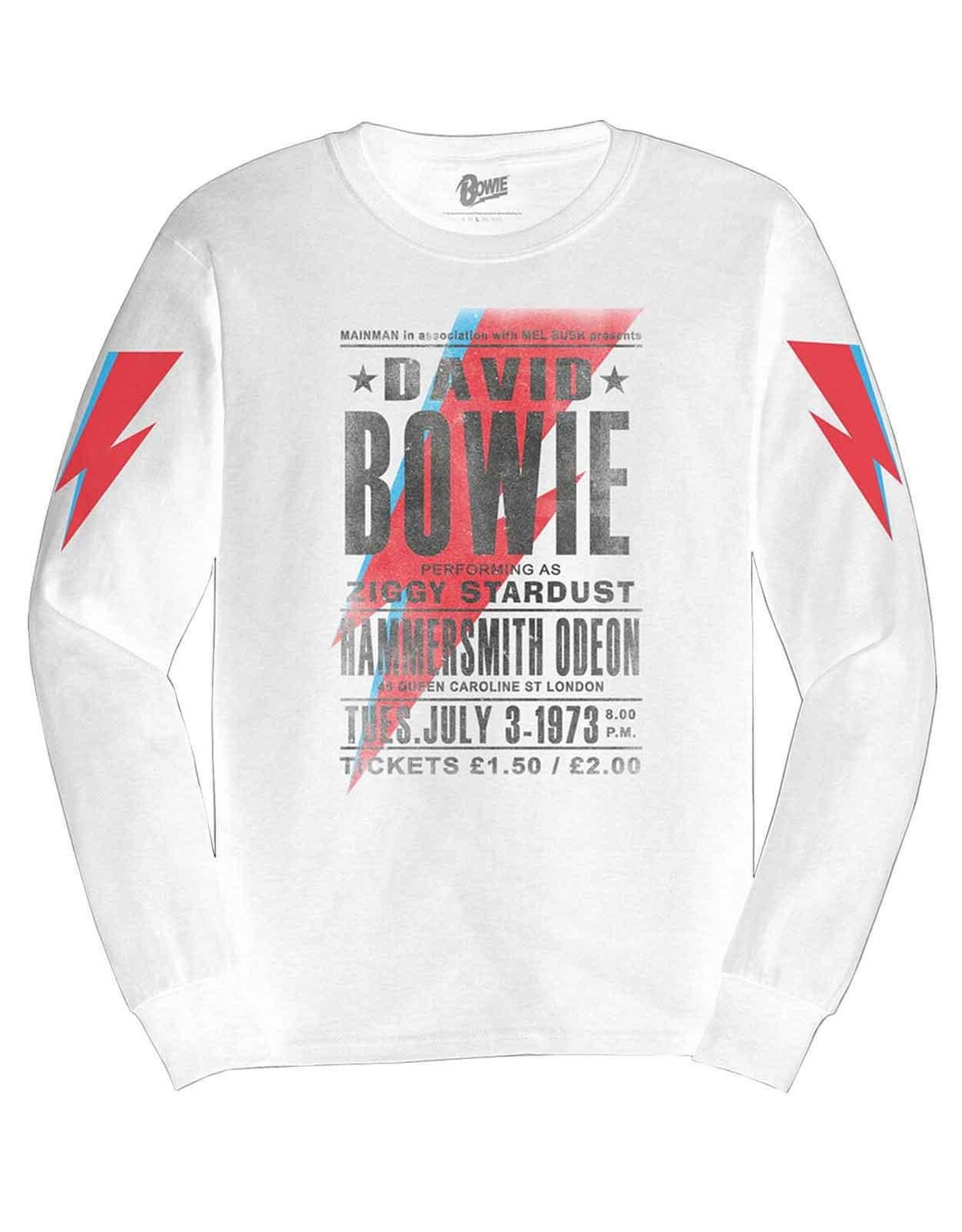 

Белая футболка с длинным рукавом Hammersmith Odeon David Bowie, белый