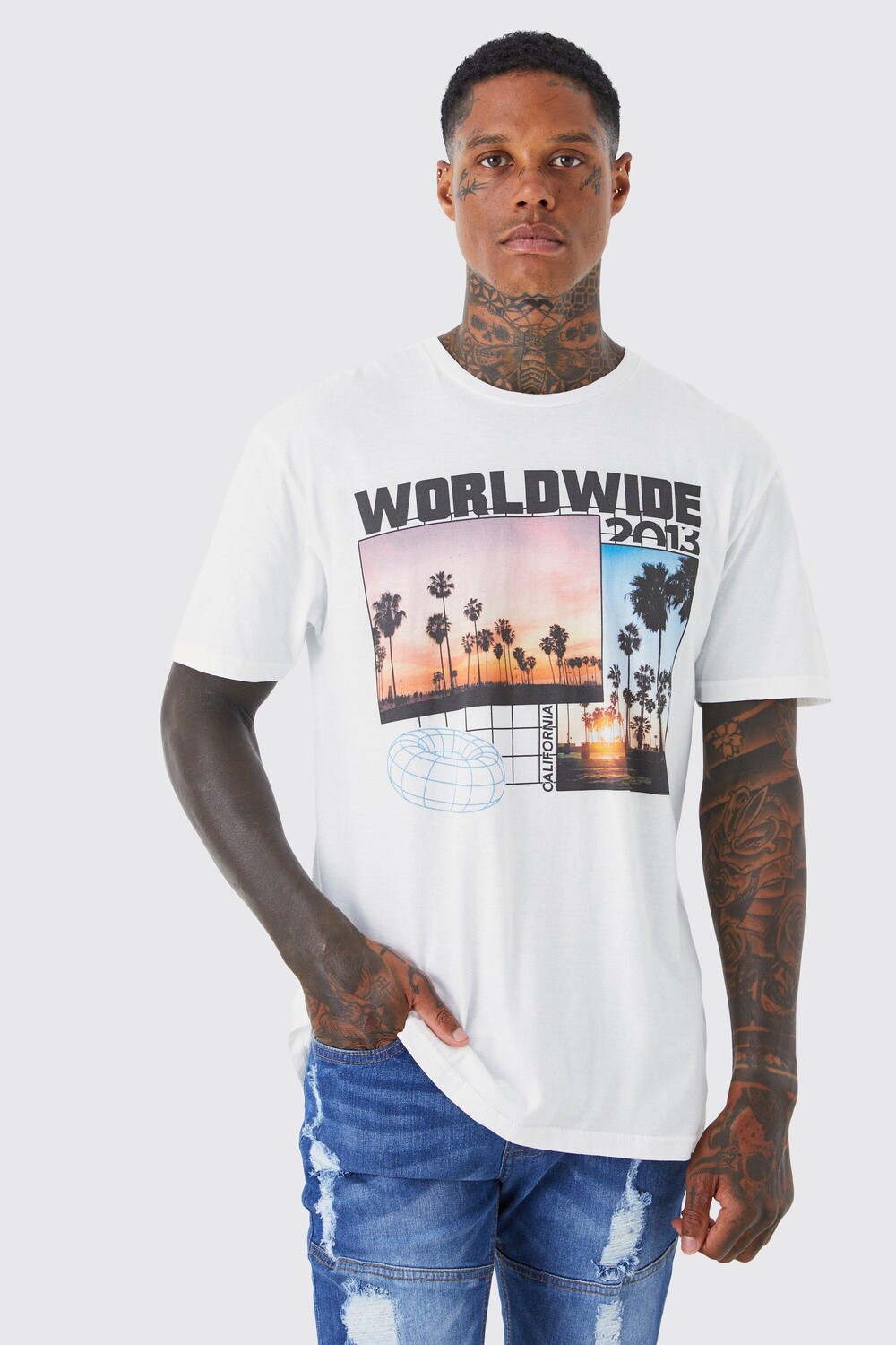 

Футболка оверсайз worldwide city Boohoo, белый