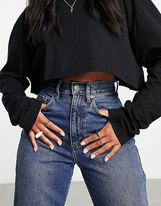 

Синие джинсы с напуском ASOS DESIGN