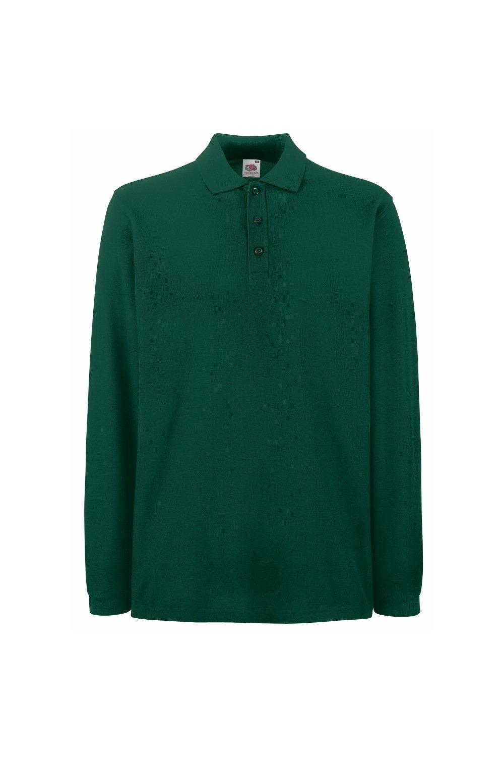 Рубашка поло премиум-класса с длинными рукавами , зеленый Fruit of the Loom