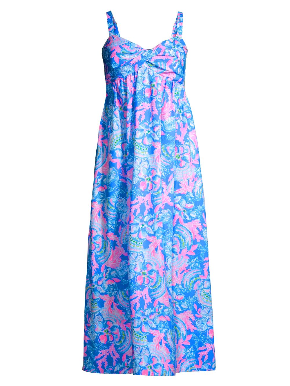 цена Хлопковое платье-миди Azora с цветочным принтом Lilly Pulitzer, синий