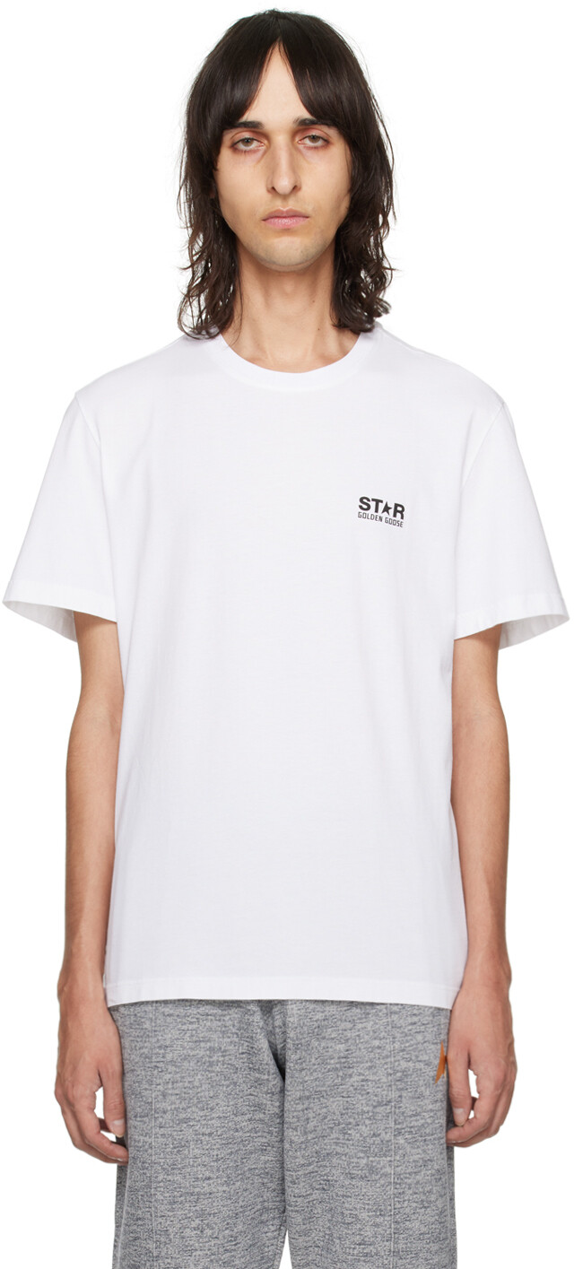 

Белая футболка с принтом Golden Goose, цвет White/Black
