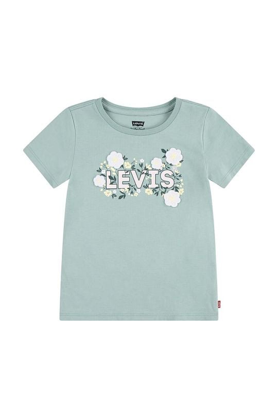 

Детская хлопковая футболка Wildflowers Batwing Tee Levi's, бирюзовый