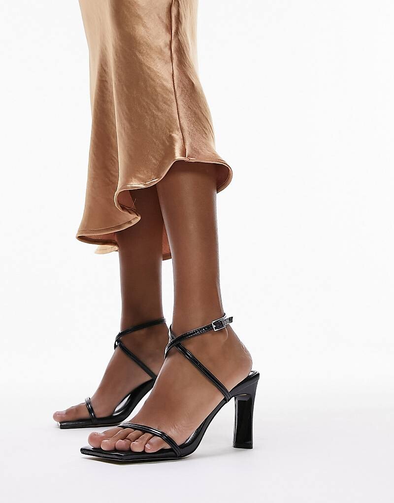

Черные широкие босоножки на блочном каблуке Topshop Farah