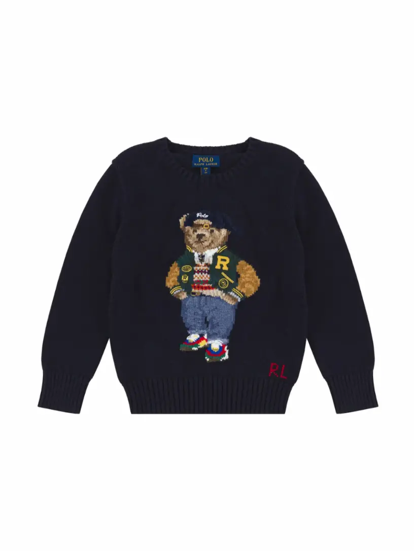 

Вязаный джемпер Polo Bear Ralph Lauren, тёмно-синий