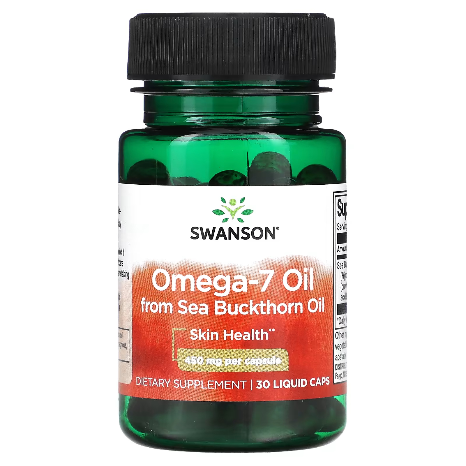 Масло Swanson омега-7 из облепихи 450 мг, 30 жидких капсул swanson multi omega 3 6 9 220 мягких таблеток
