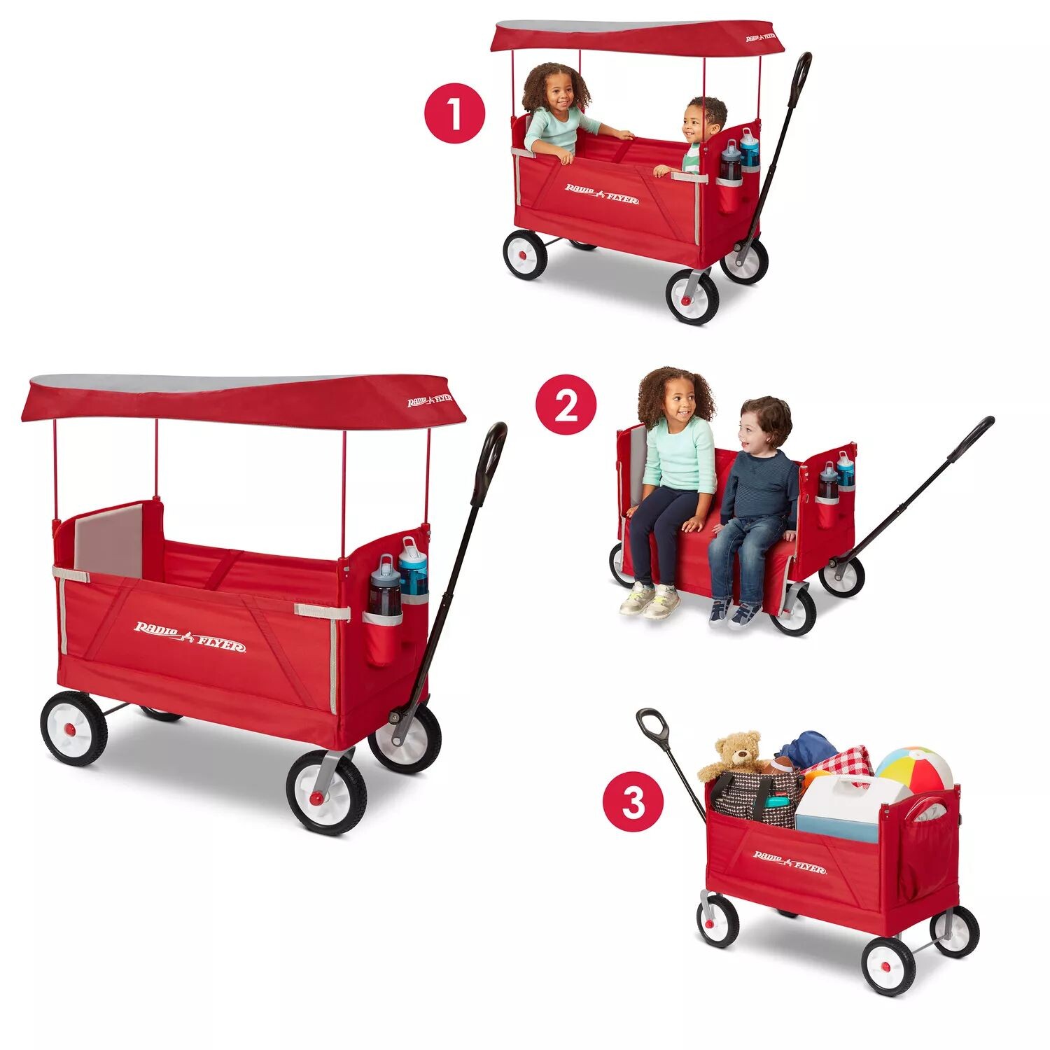 

Radio Flyer 3-в-1 внедорожный складной универсал EZ с навесом Radio Flyer