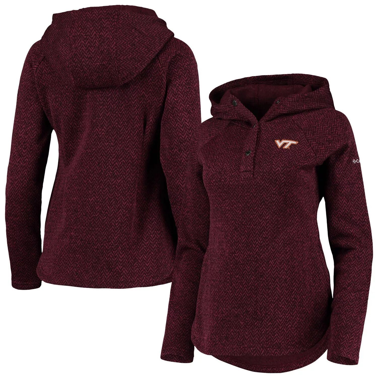 

Женский флисовый пуловер с капюшоном Columbia Maroon Virginia Tech Hokies Darling Days реглан
