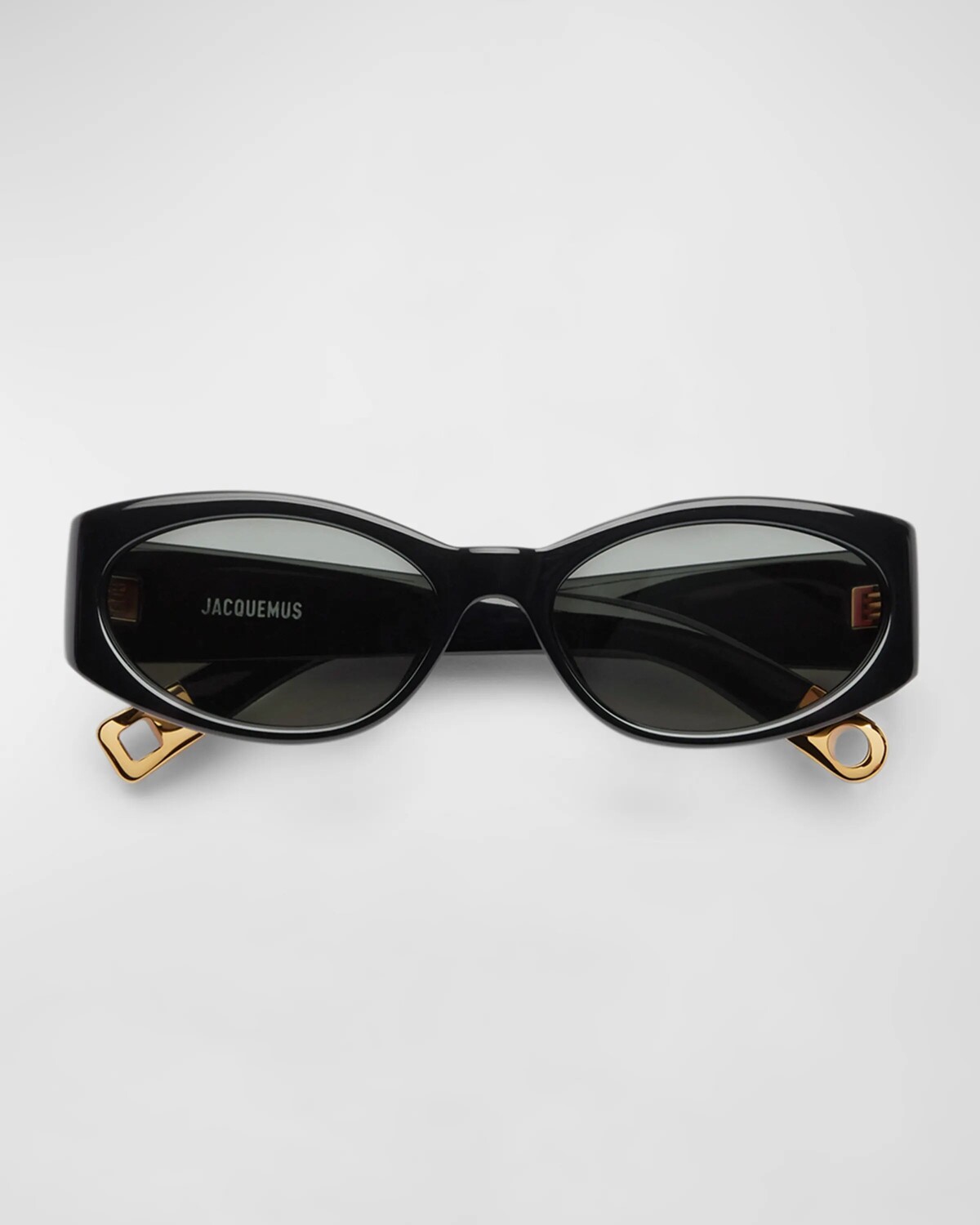

Овальные солнцезащитные очки Les Lunettes из ацетата Jacquemus, цвет Black Yellow Gold Grey