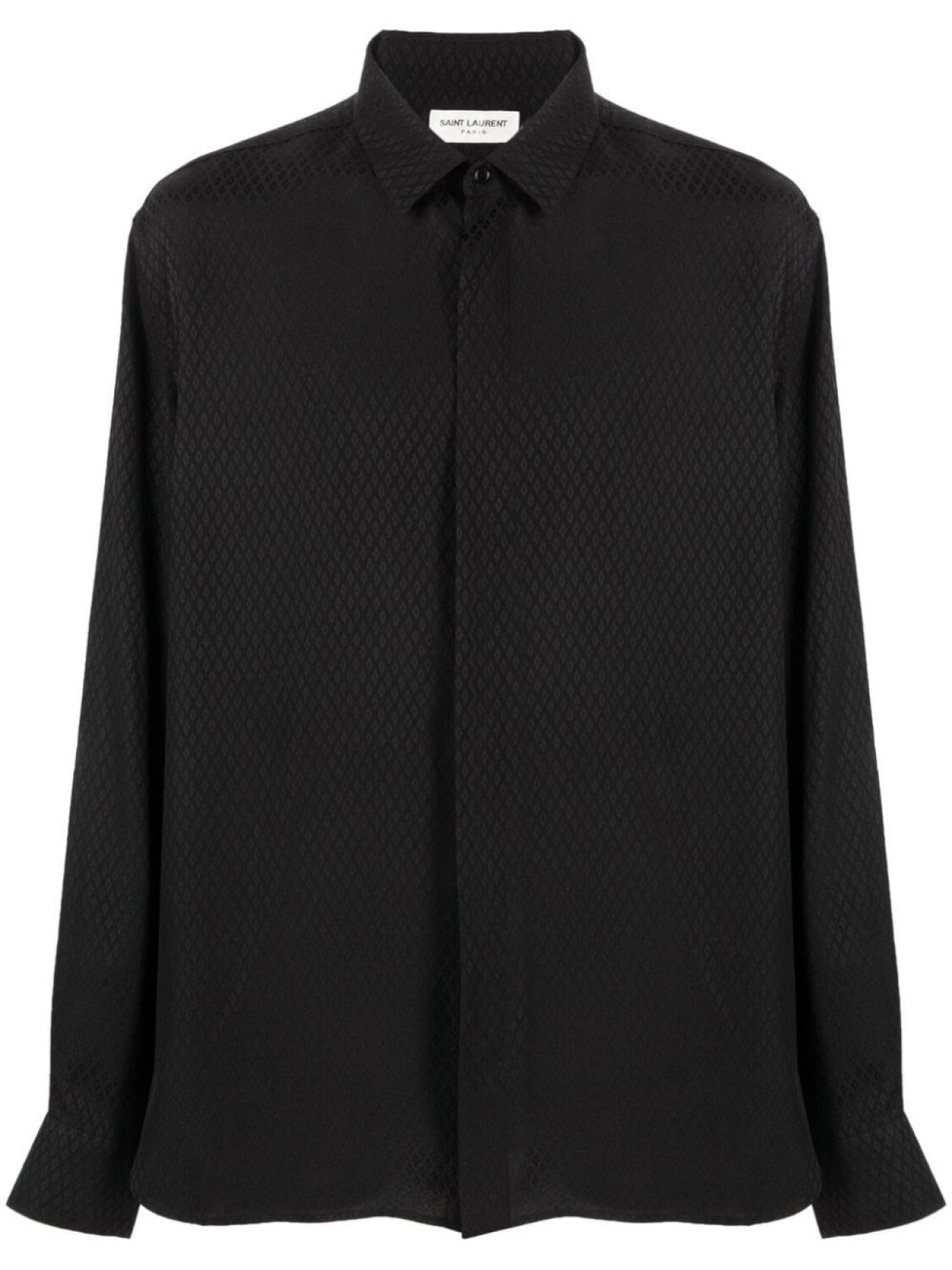 

Saint Laurent шелковая рубашка с жаккардовым узором, черный