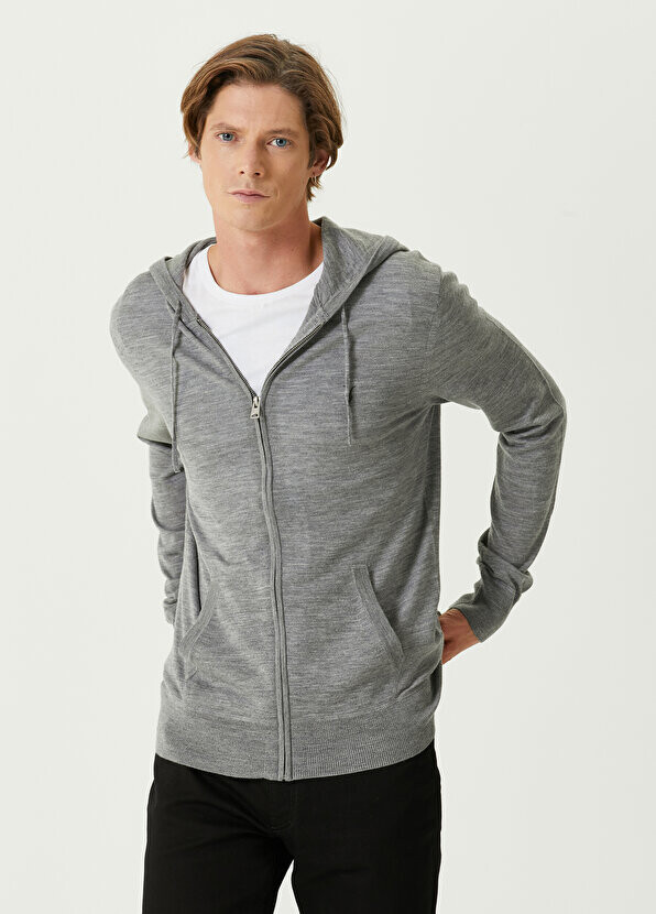 

Серый трикотажный кардиган mode merino с капюшоном AllSaints