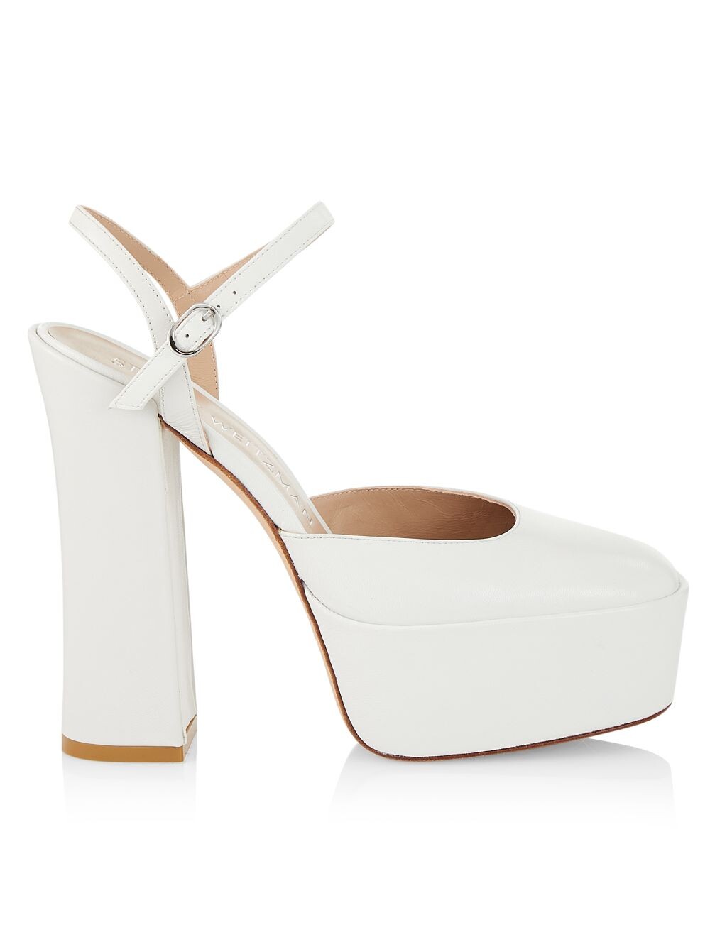 

Кожаные туфли на платформе Skyhigh 145 Stuart Weitzman, белый