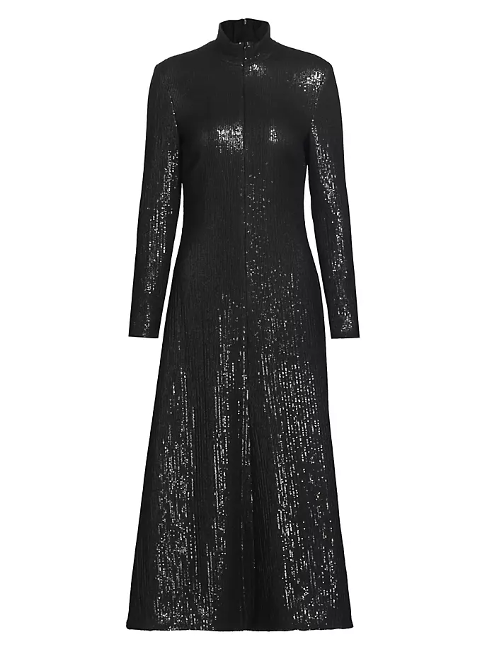 Платье макси с высоким воротником и пайетками на молнии Rosetta Getty, черный