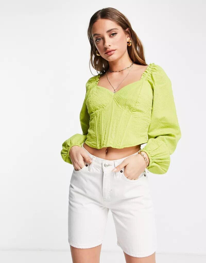 

Vero Moda топ с корсетом салатового цвета