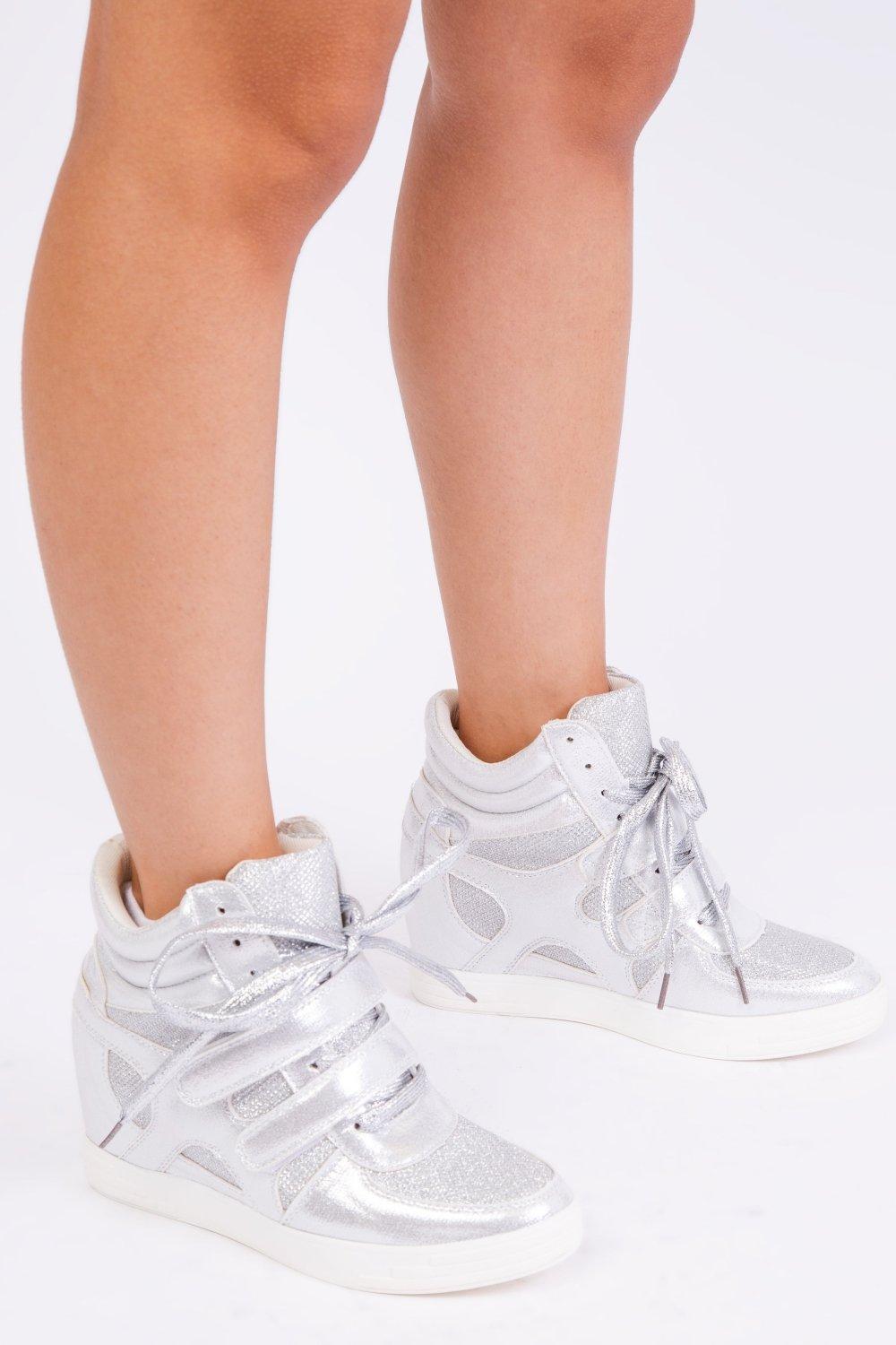 Кроссовки 'Hitop' Wedge Trainers With A Front Lace Up Where's That From, серебро