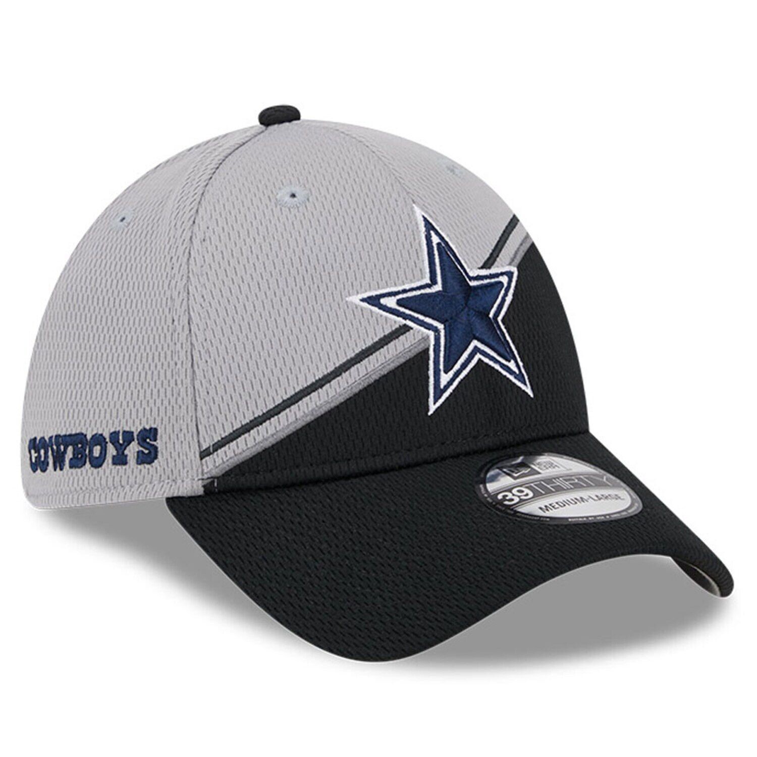 

Мужская кепка New Era серо-черная Dallas Cowboys 2023 Sideline 39THIRTY Flex Hat