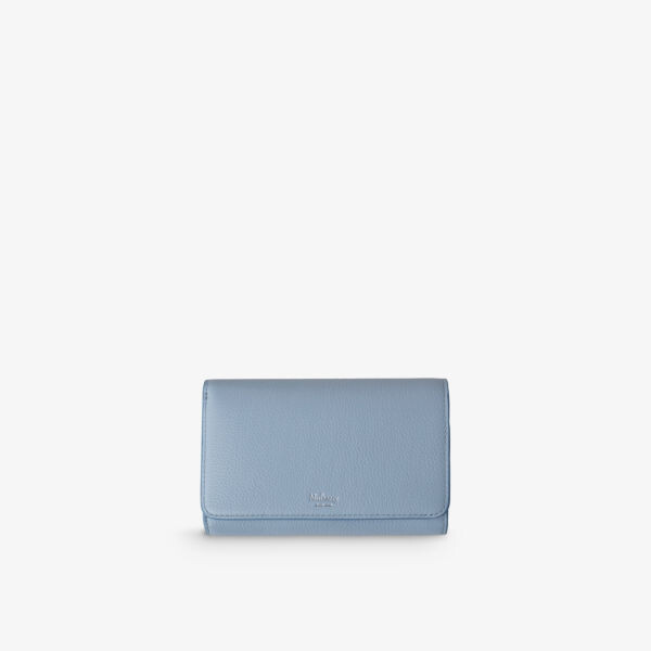 

Кожаный кошелек континентального размера с тисненым логотипом Mulberry, синий