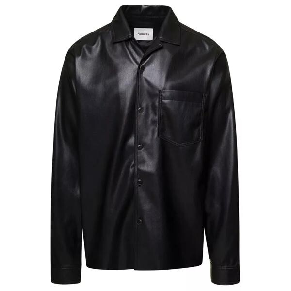 

Куртка duco' jacket with cuban collar in faux leath Nanushka, черный