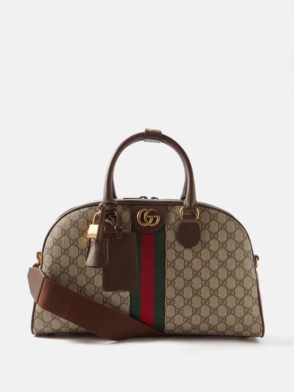

Холщовая дорожная сумка savoy среднего размера с узором gg supreme Gucci, бежевый