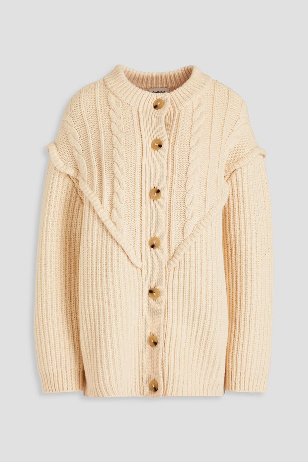 

Шерстяной кардиган косой вязки Claudie Pierlot, крем