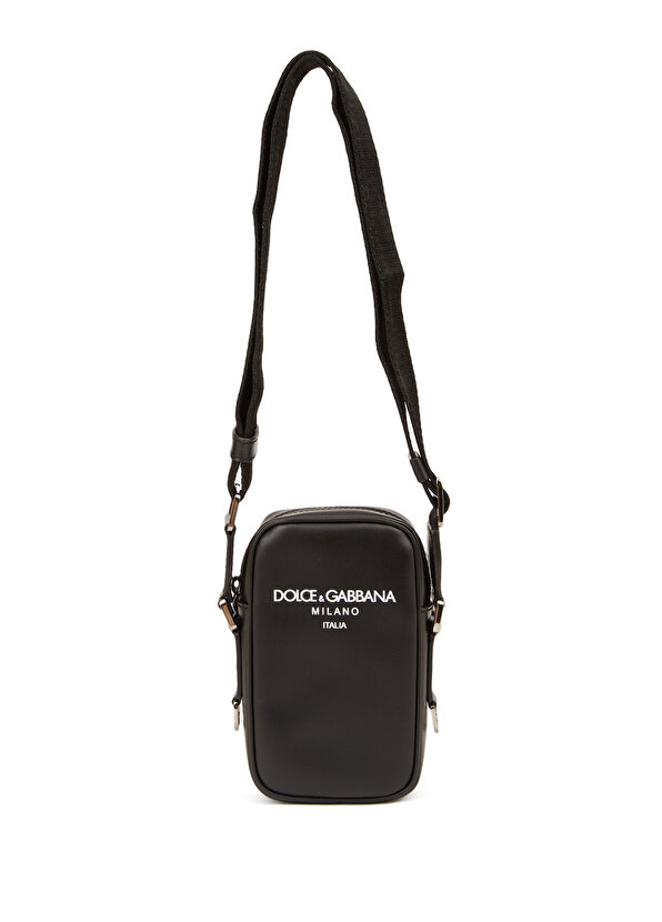 Черная мужская кожаная сумка с логотипом Dolce&Gabbana
