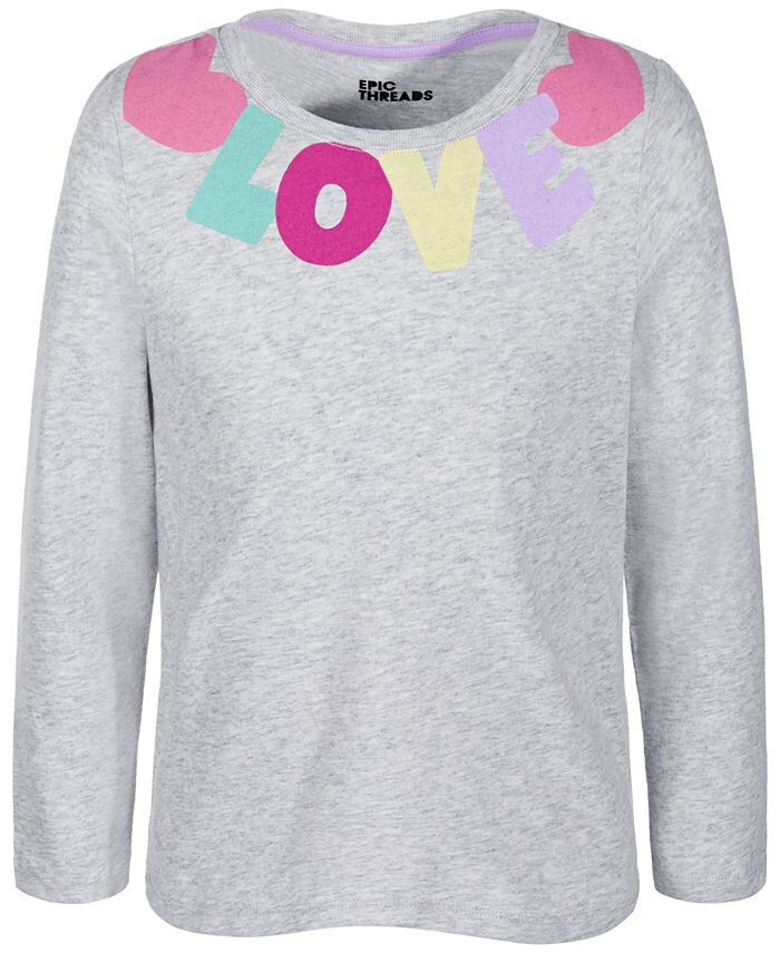 

Футболка с длинными рукавами Little Girls Love, созданная для Macy's Epic Threads, серый