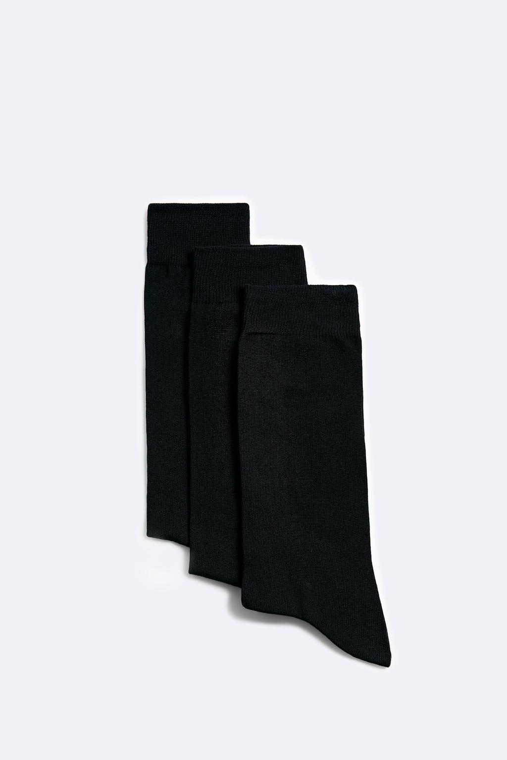 Набор из 3 носков из мерсеризованного хлопка ZARA, черный