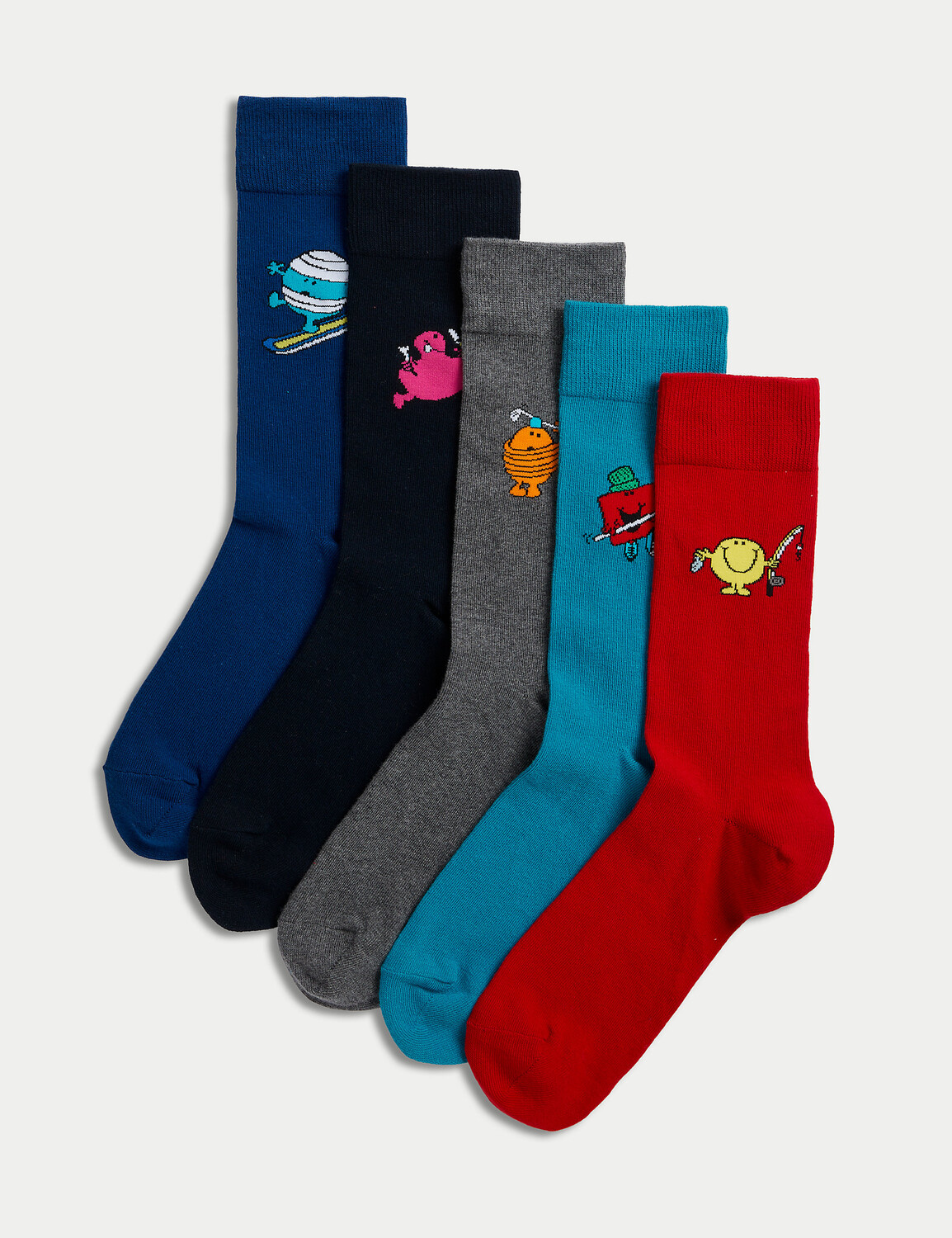 

5 пар носков с высоким содержанием хлопка Mr Men Marks & Spencer, мульти
