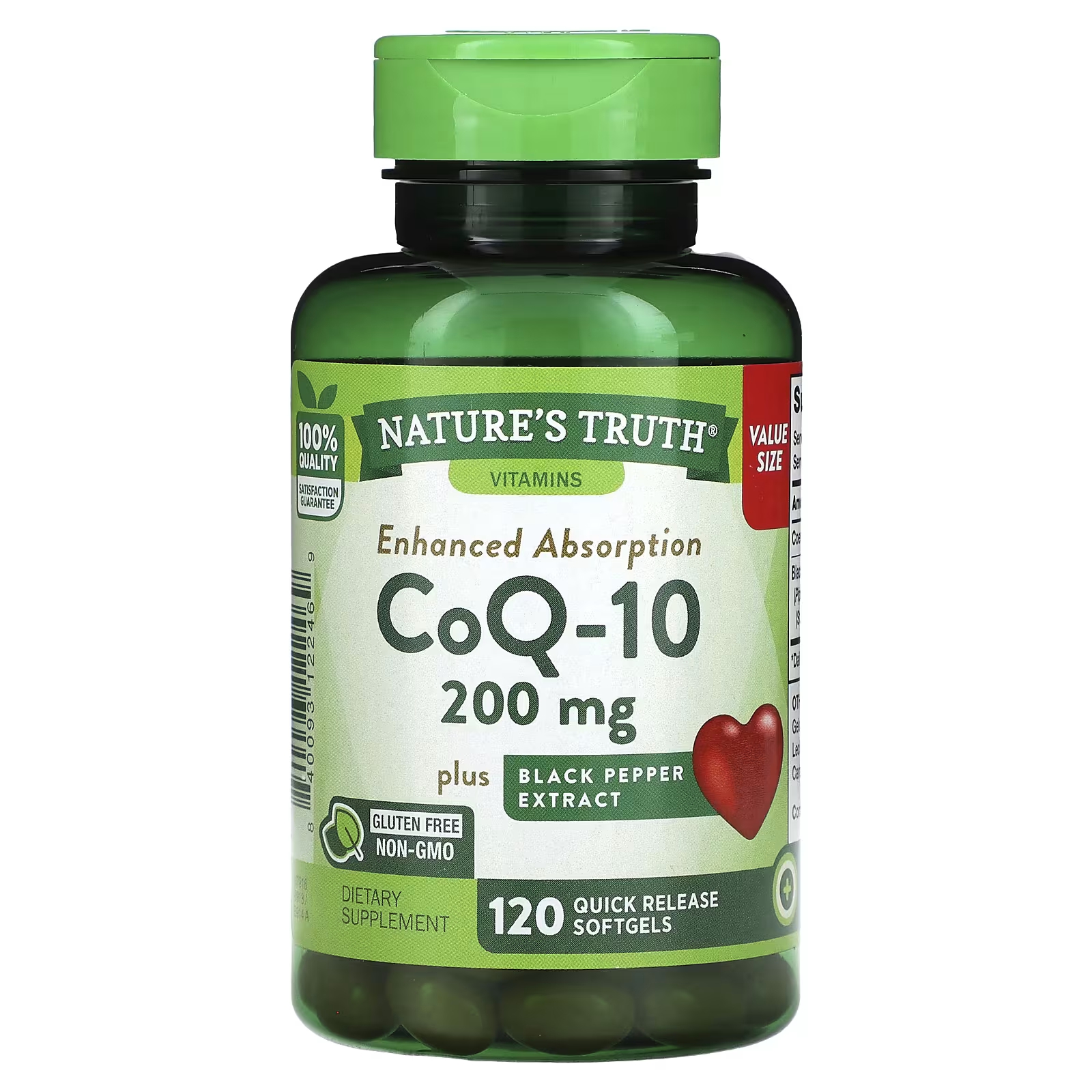 Пищевая добавка Nature's Truth CoQ-10 Plus с экстрактом черного перца, 120 мягких таблеток