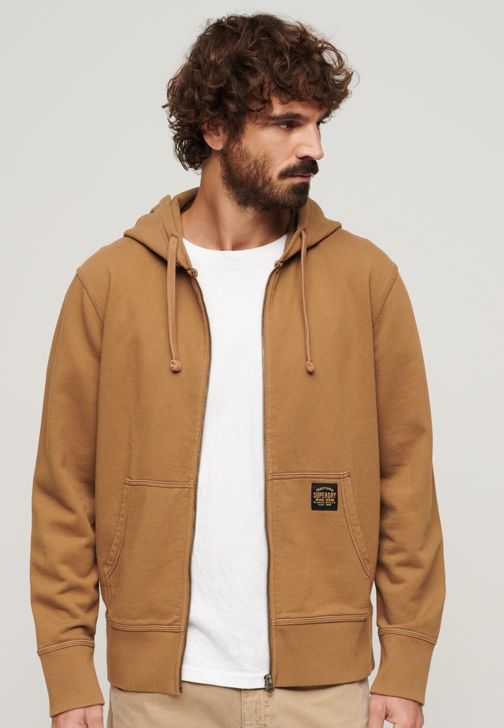 

Толстовка Superdry, цвет washed classic brown camel