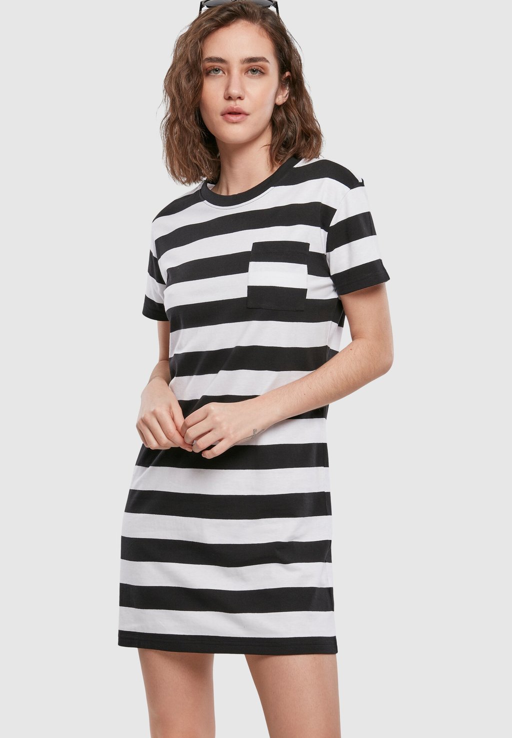 Платье из джерси Stripe Boxy Urban Classics, цвет black white