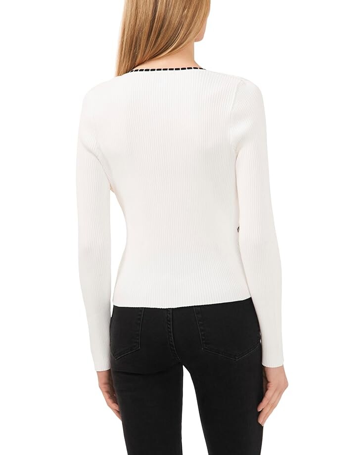 

Свитер CeCe Cropped Pocket Detail Cardigan, цвет Antique White