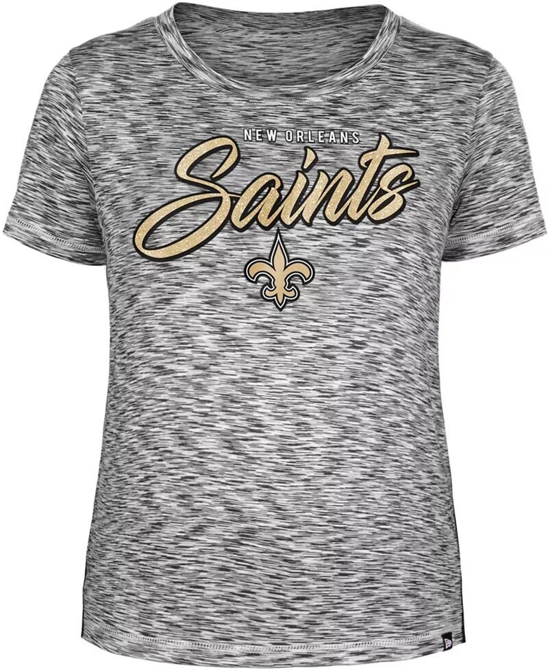 

Женская блестящая черная футболка New Era New Orleans Saints Space Dye
