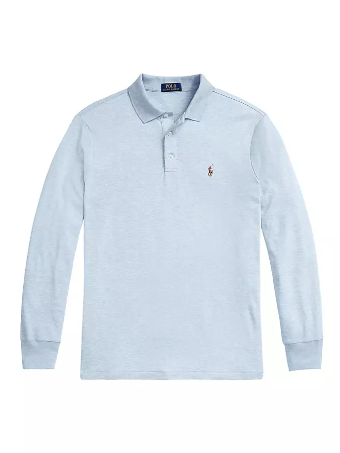

Вязаная рубашка-поло с длинными рукавами Polo Ralph Lauren, синий