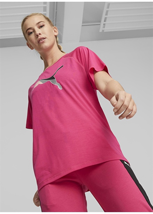 Простая розовая женская футболка с круглым вырезом Puma