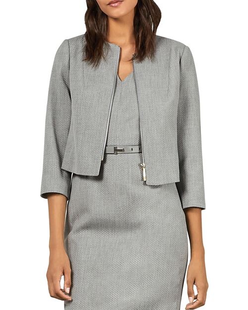 

Укороченный текстурированный блейзер Micah на молнии спереди Ted Baker, цвет Gray