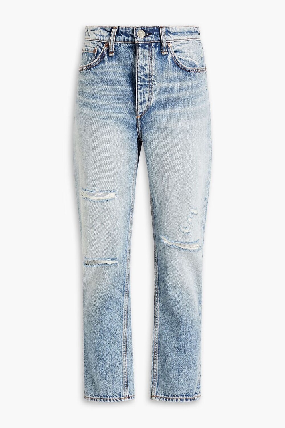 

Джинсы Nina прямого кроя с высокой посадкой и потертостями Rag & Bone, легкий деним