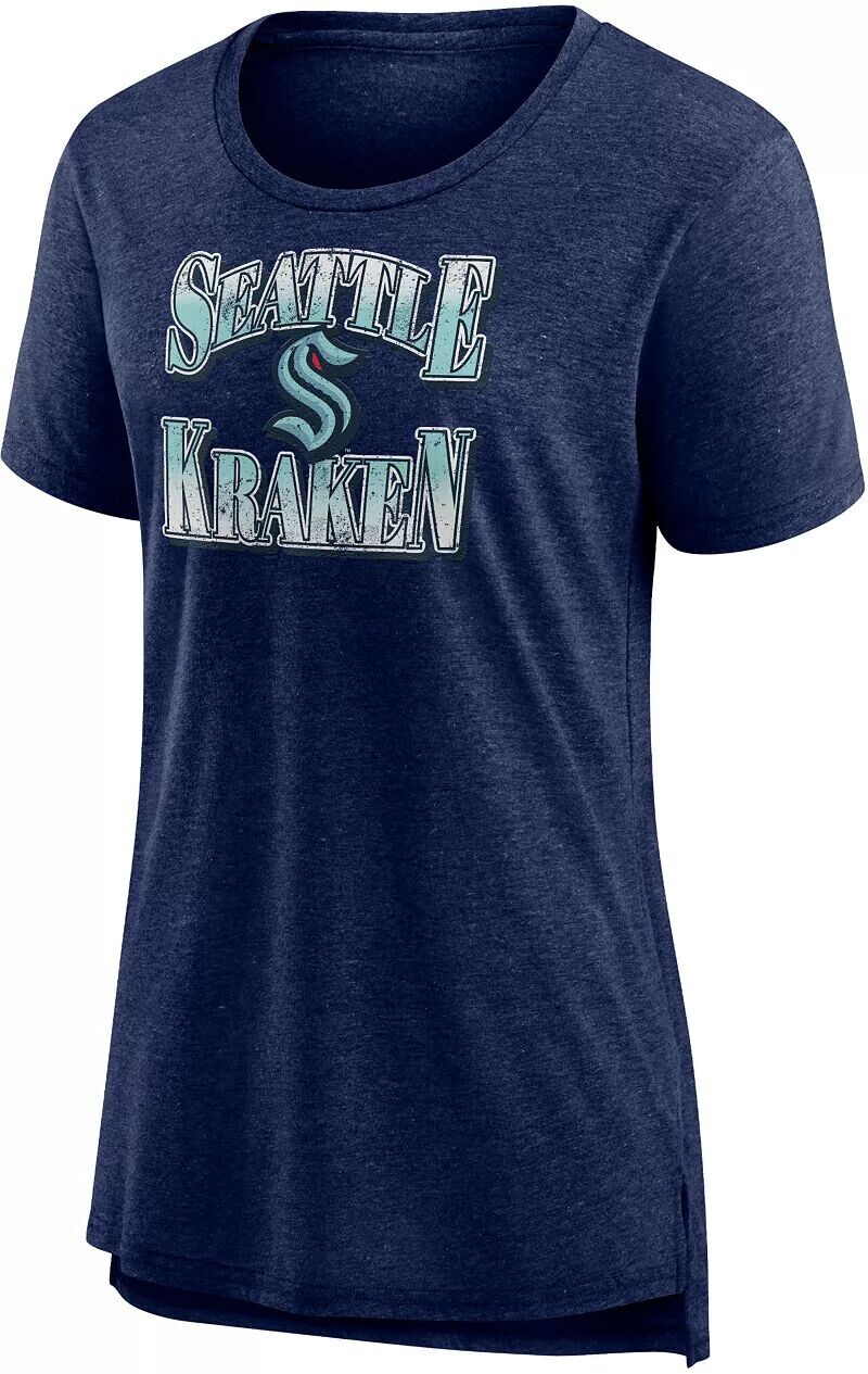 

Женская темно-синяя футболка NHL Seattle Kraken Vintage Tri-Blend