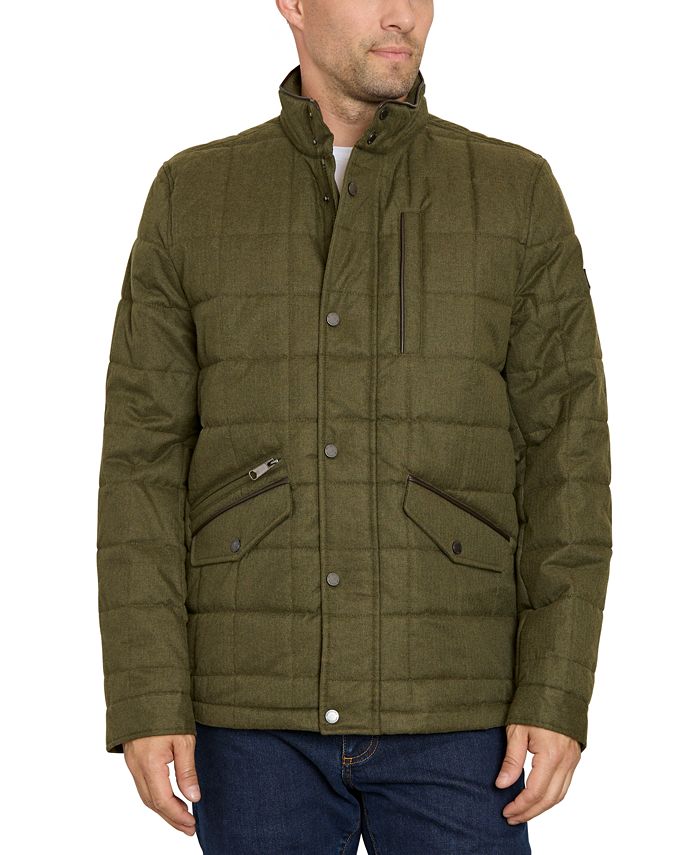 Мужская стеганая куртка-пуховик с воротником-стойкой Sam Edelman, зеленый