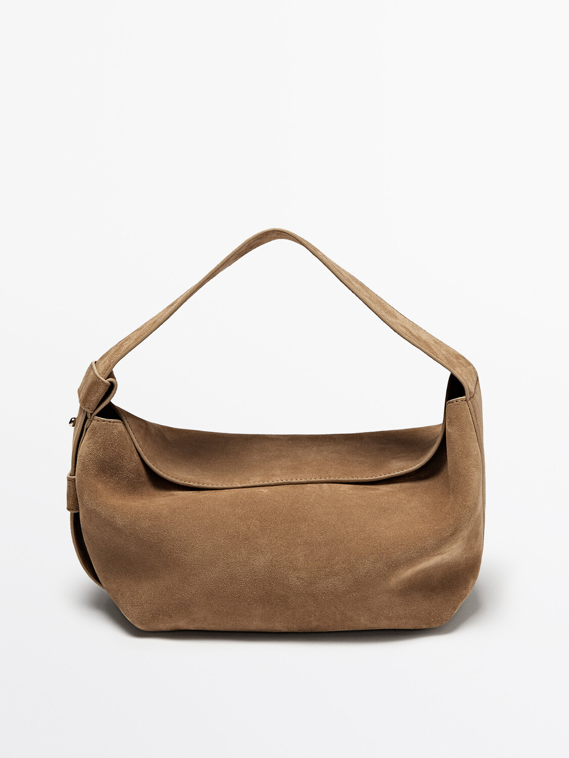 

Сумка на плечо из спилковой замши Massimo Dutti, бежевый
