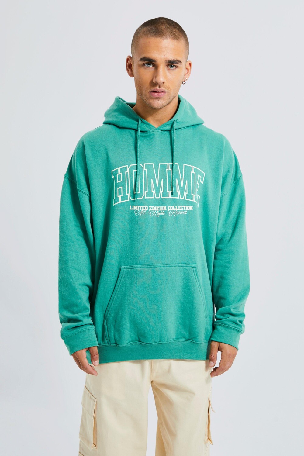 

Худи с принтом oversize homme limited Boohoo, зеленый