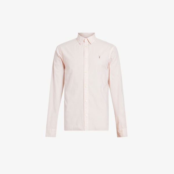 Рубашка Hawthorne узкого кроя из эластичного хлопка Allsaints, розовый рубашка узкого кроя из эластичного хлопка luca d altieri черный