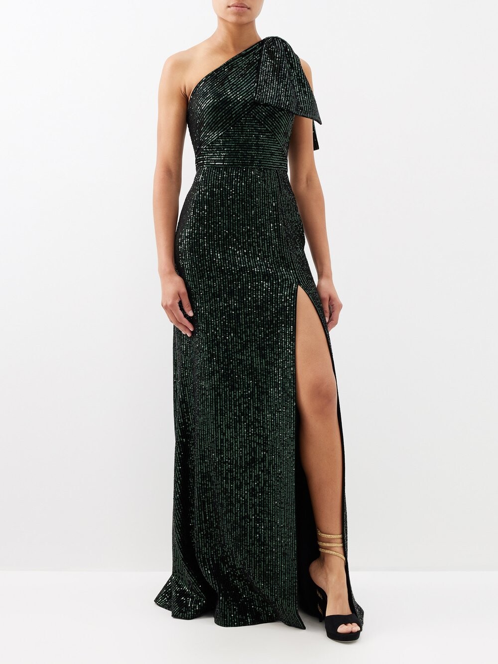 

Бархатное платье, украшенное пайетками Elie Saab, черный