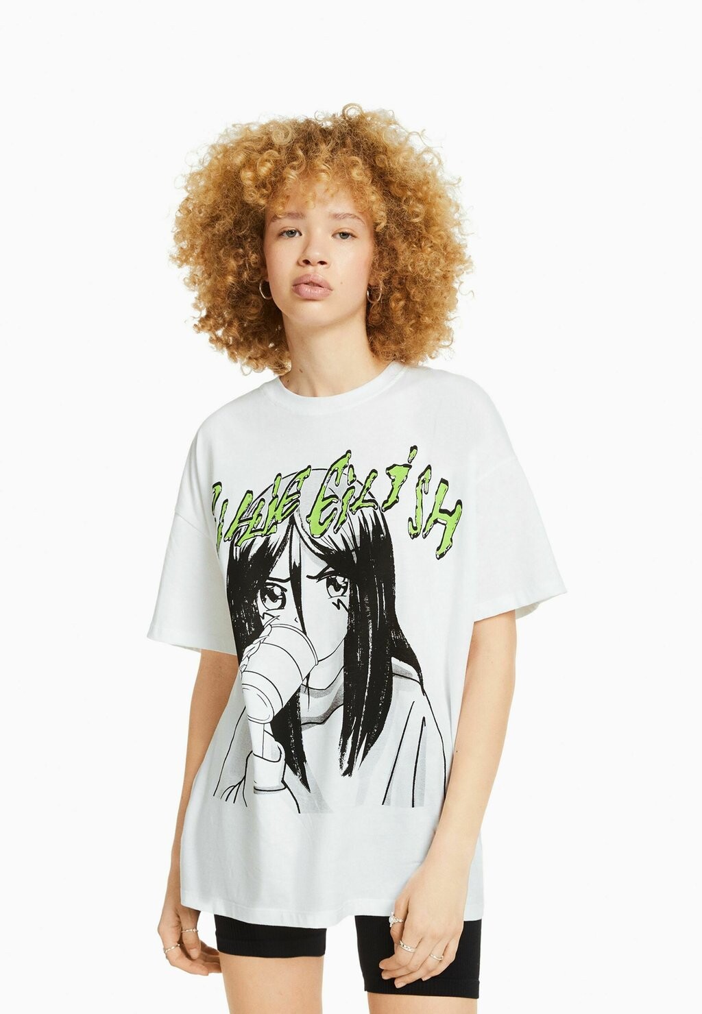 

Футболка с принтом Bershka, белый