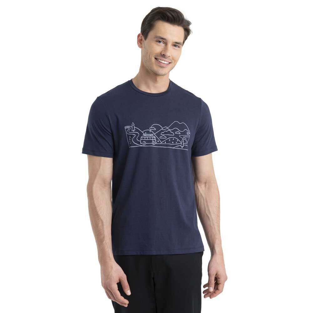 

Футболка с коротким рукавом Icebreaker Tencel Cotton Combi Ski Trip Merino, синий