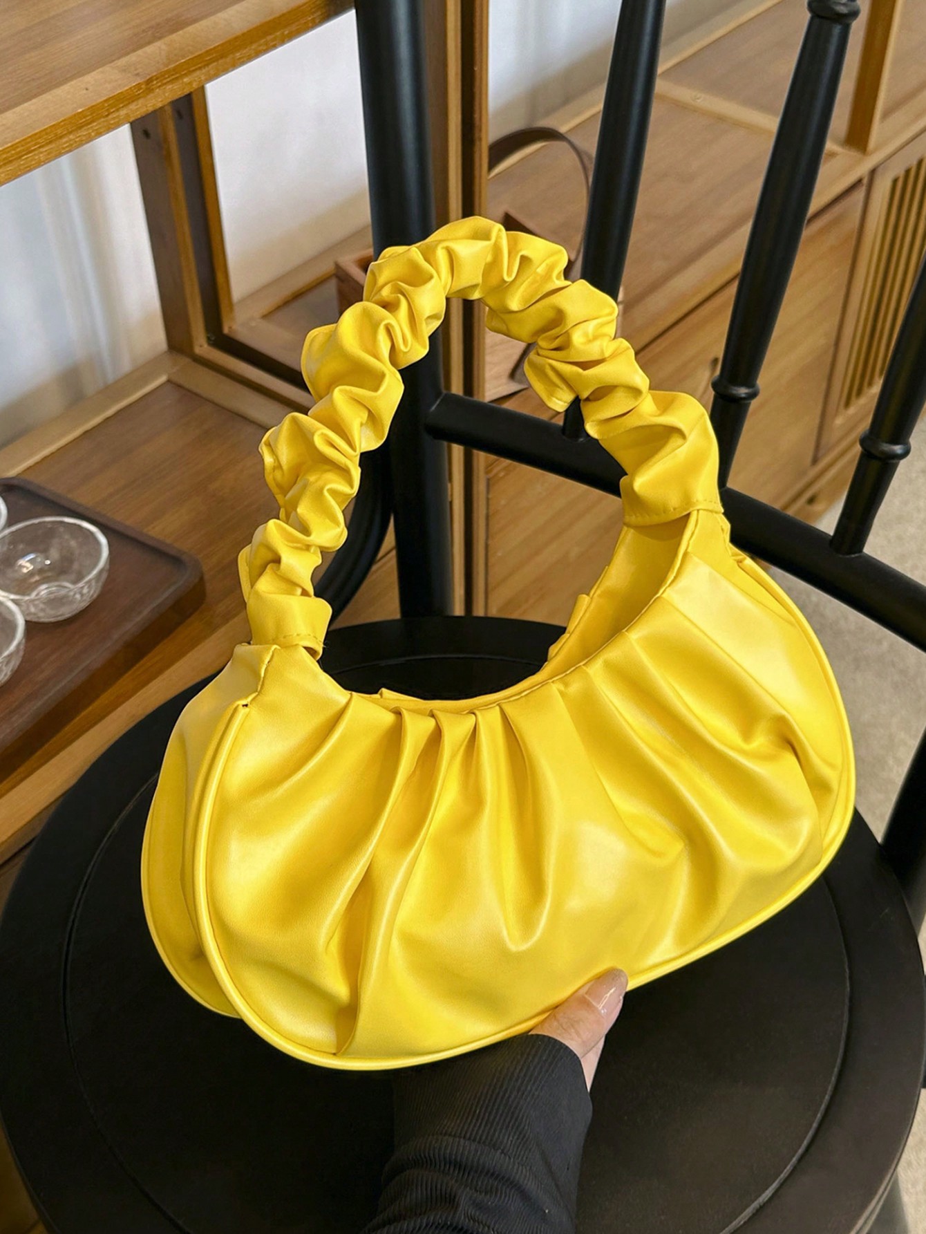 1шт модная и минималистичная женская сумка через плечо в сложенном виде, желтый