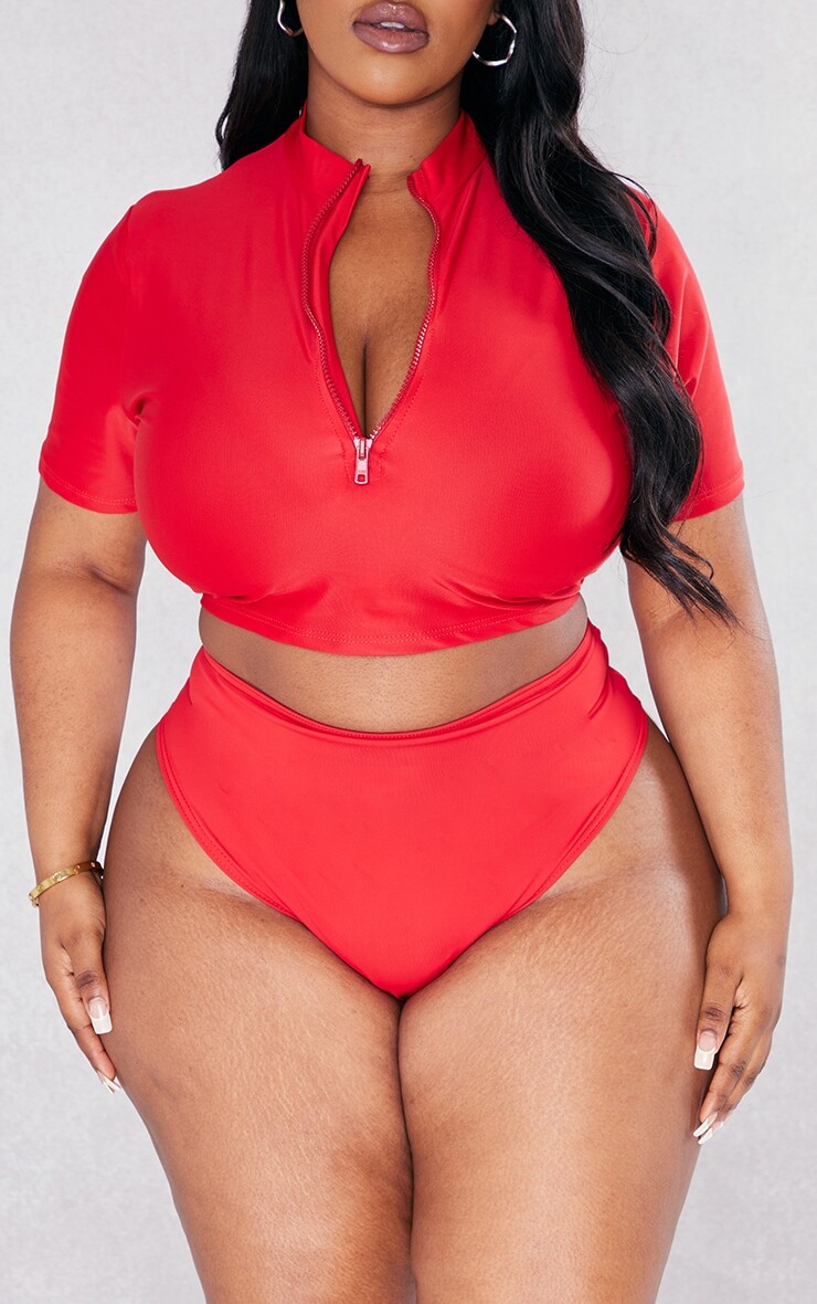 

PrettyLittleThing Красные плавки бикини с высокой талией плюс